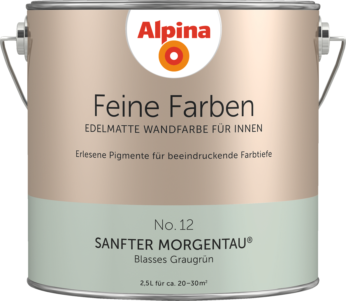 Premium Wandfarbe Grun Graugrun Alpina Feine Farben Sanfter Morgentau Alpina Farben