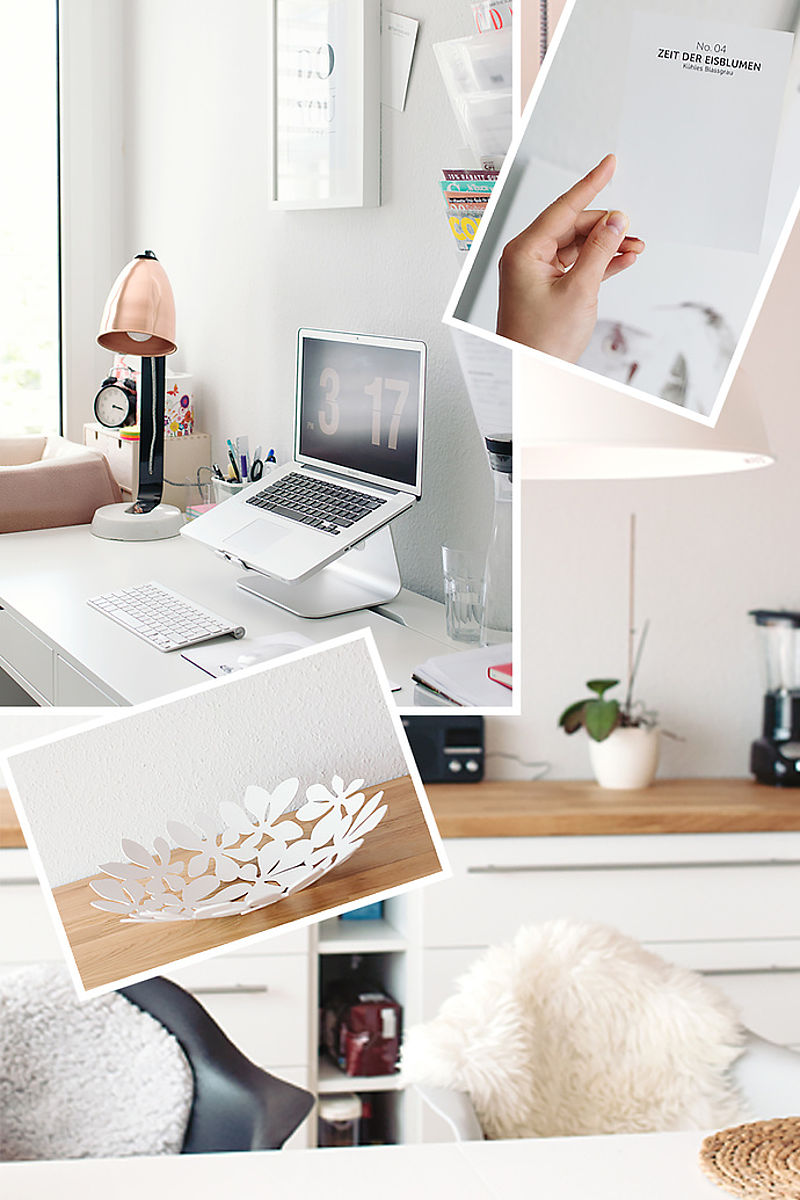 Wandfarbe: No. 04 Zeit der Eisblumen Inspiration und Moodboard mit lichtgrauer Wandfarbe